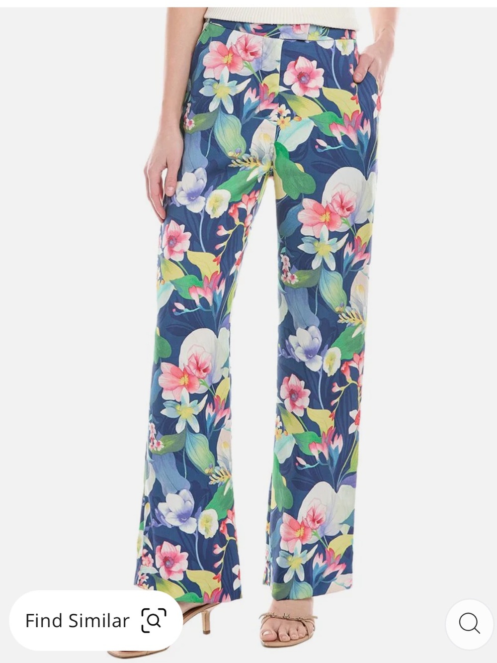 J. McLaughlin Broderick Pant Navy Floral Wide-Leg Trousers